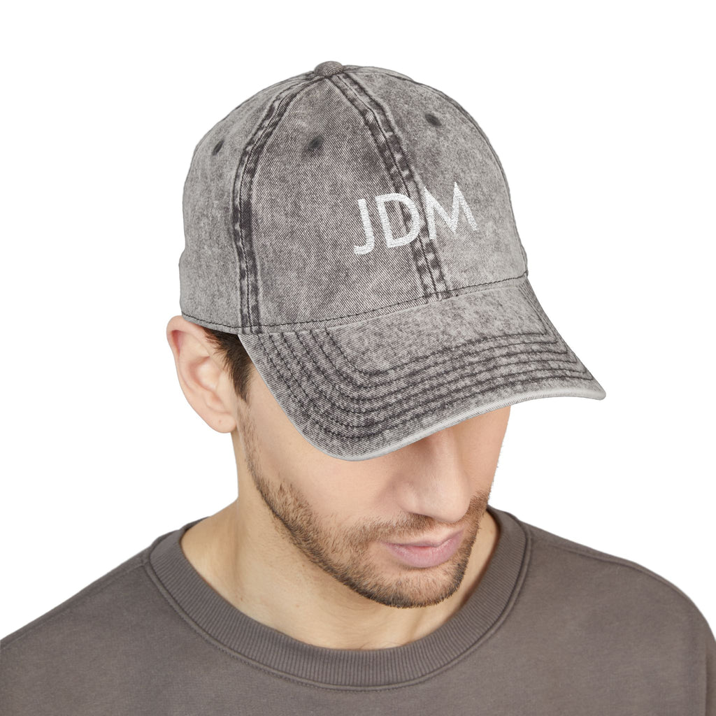 JDM Embroidered Vintage Baseball Cap — Distressed Red Car Culture Hat