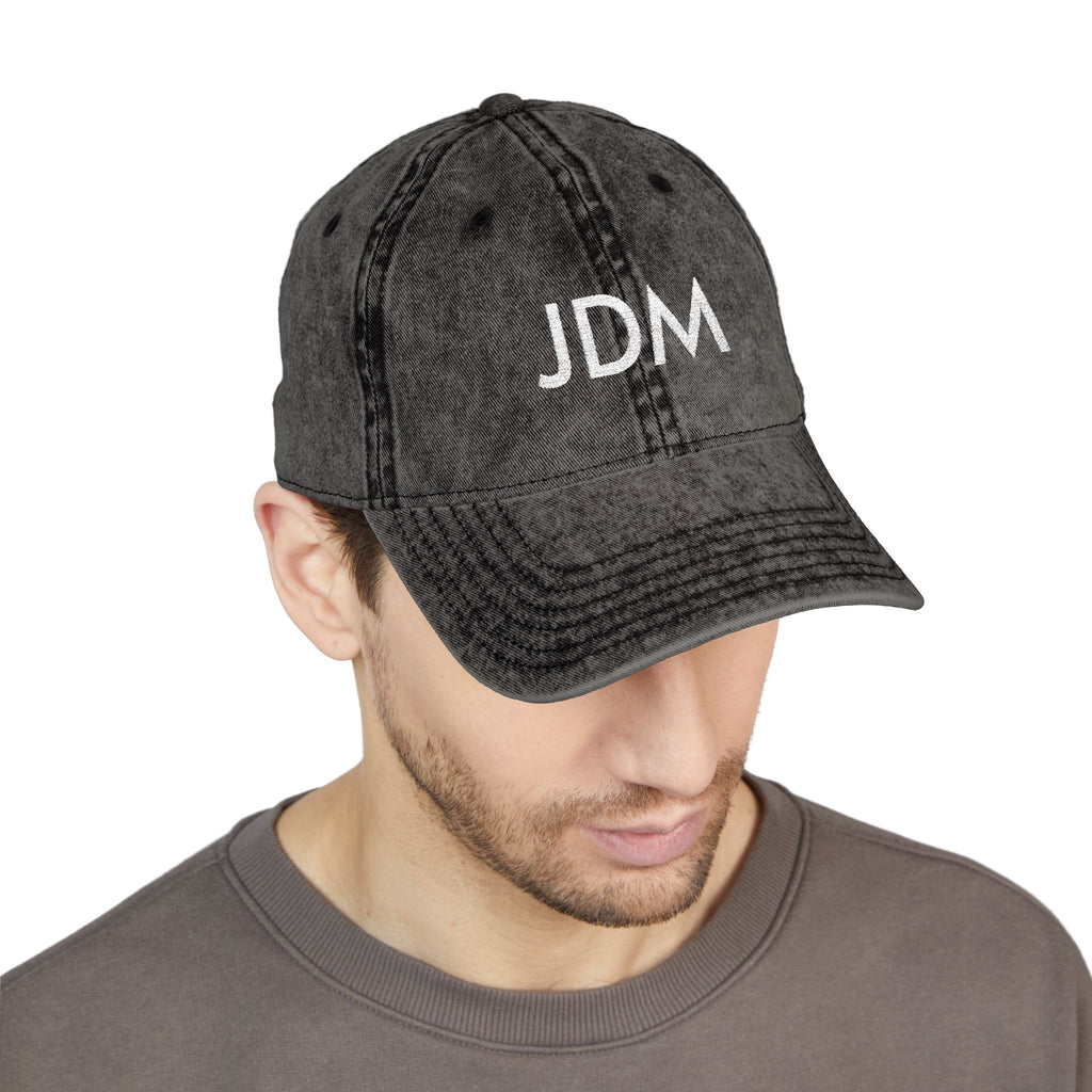 JDM Embroidered Vintage Baseball Cap — Distressed Red Car Culture Hat