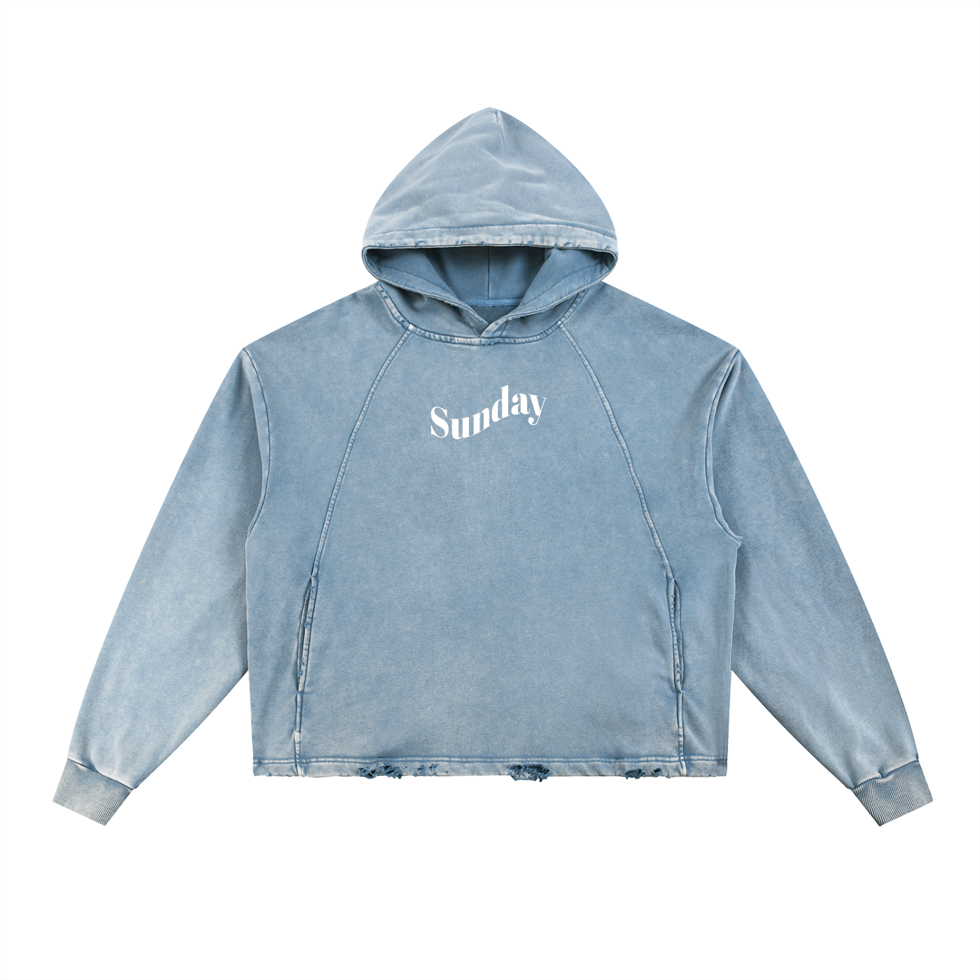 Vintage Washed Frayed-Hem Hoodie