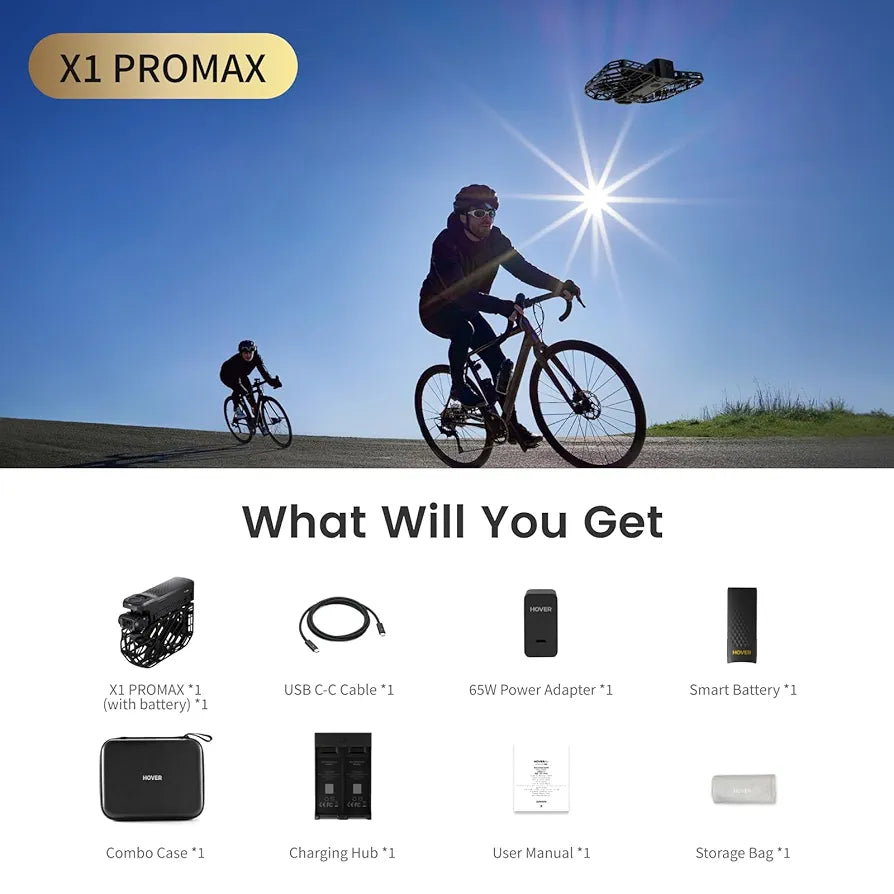 X1 PROMAX 8K Action Flying Camera, Foldable Drone with Camera with 42 KM/H Follow Speed, 10+ Fully Automatic Flight Modes, Fly Anywhere with OmniTerrain, SmoothCapture 2.0