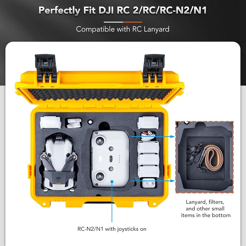 Lykus Titan MM410 Waterproof Hard Case  for DJI Mini 4 Pro/Mini 3/Pro and DJI RC 2/RC/RC-N2/N1, Support 7 batteries and RC lanyard [CASE ONLY]