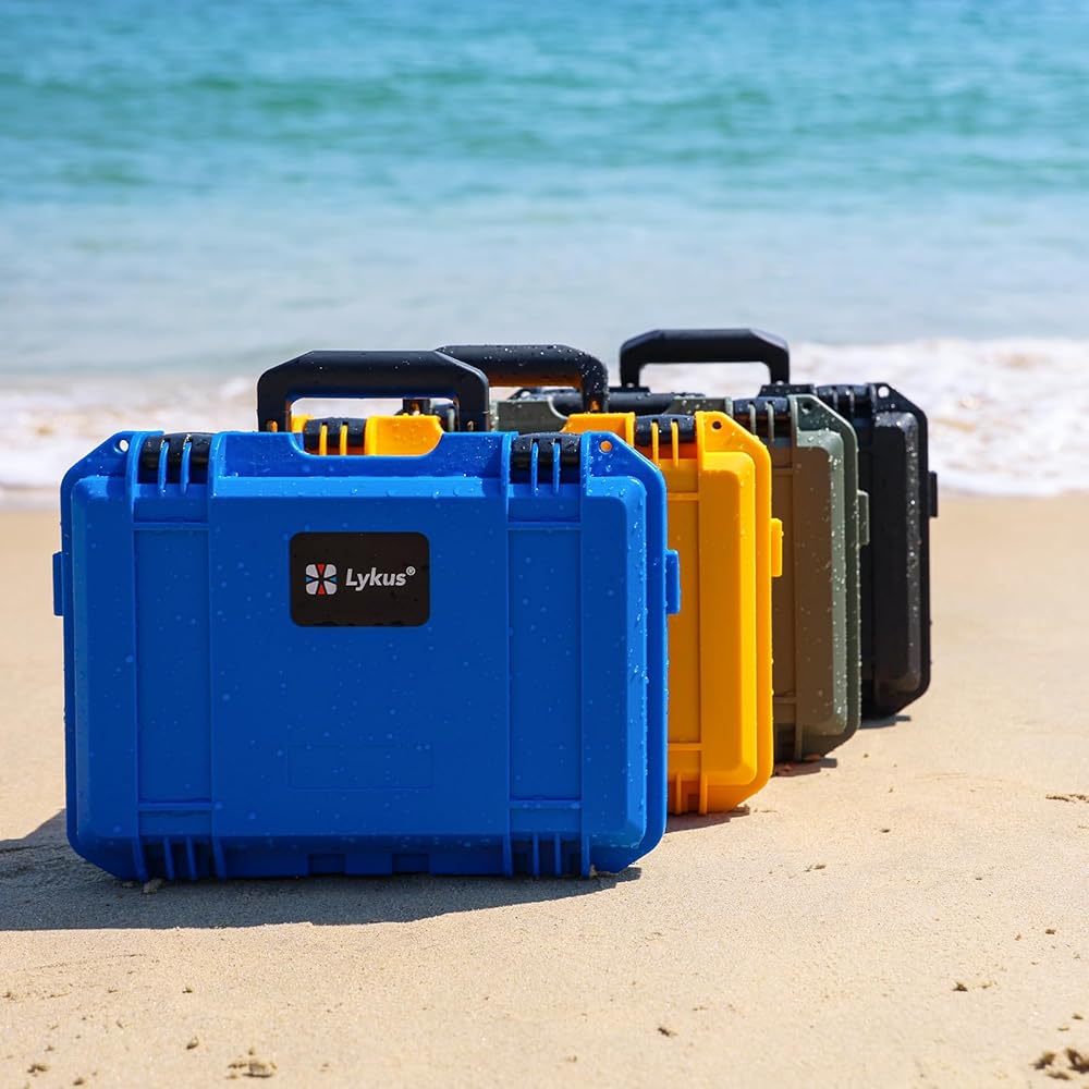 Lykus Titan MM410 Waterproof Hard Case for DJI Mini 4 Pro/Mini 3/Pro and RC2/RC/RC-N2/N1, Blue with Shoulder Strap, Support 7 batteries and RC lanyard [CASE ONLY]