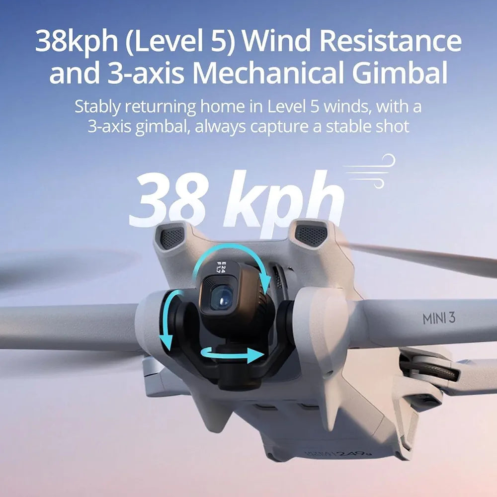 DJI Mini 3 , Lightweight 3x Mechanical Gimbal Drones with Camera for Adults 4K, 38-min Flight Time, up to 32800ft  Video Transmission, Vertical Shooting, GPS Auto Return Integrated