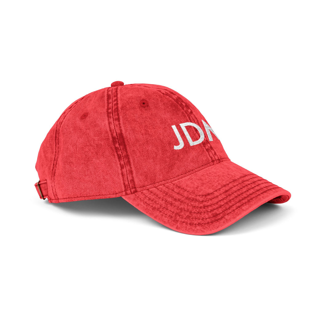 JDM Embroidered Vintage Baseball Cap — Distressed Red Car Culture Hat