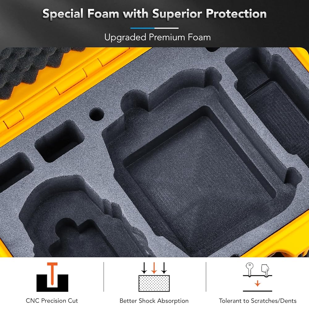 Lykus Titan MM410 Waterproof Hard Case  for DJI Mini 4 Pro/Mini 3/Pro and DJI RC 2/RC/RC-N2/N1, Support 7 batteries and RC lanyard [CASE ONLY]