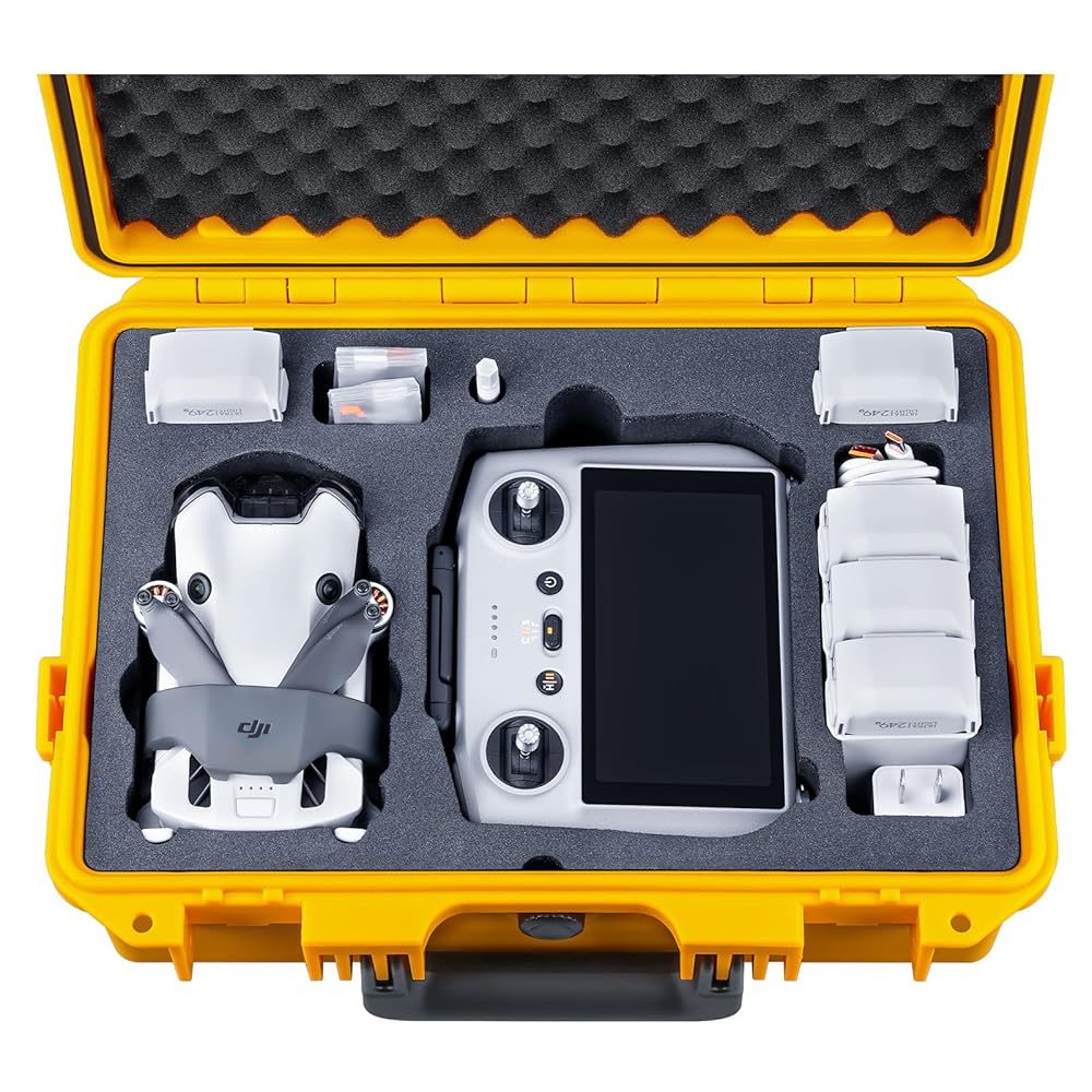 Lykus Titan MM410 Waterproof Hard Case  for DJI Mini 4 Pro/Mini 3/Pro and DJI RC 2/RC/RC-N2/N1, Support 7 batteries and RC lanyard [CASE ONLY]