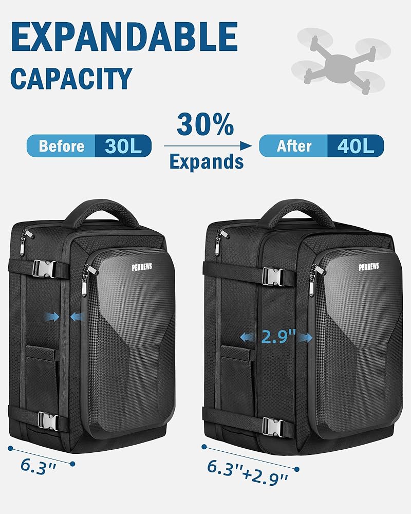 Avata 2 Case, Expandable Carry On Bag for DJI Goggles 3, RC Motion 3, Large Capacity Avata 2 Backpack Fits 17.3 Inch Laptop and DJI Fly More Combo, Travel Drone Carrying Case for Accessories